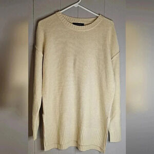 MEROKEETY Cream Pull Over Sweater, Medium